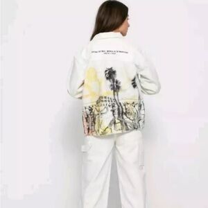 Vans Women's White Demin Jacket Vans X Moca Judy Baca Size SMALL $159 MSRP